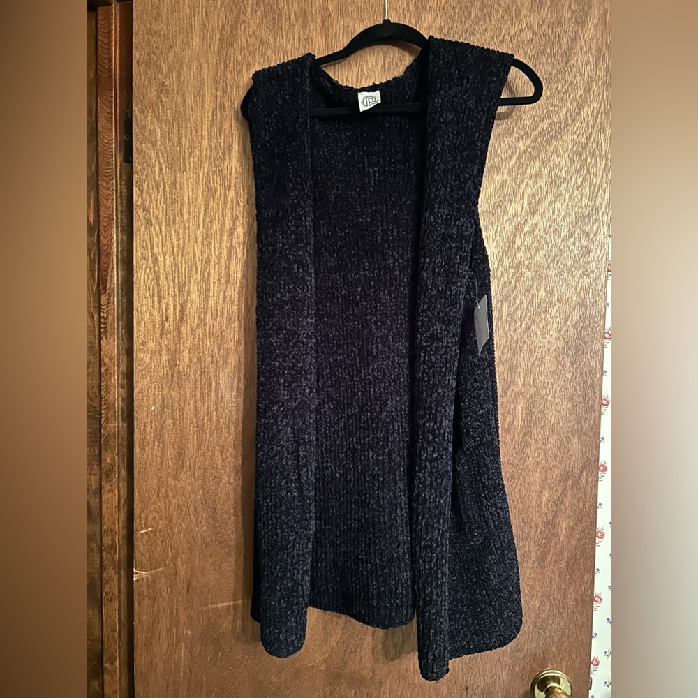 Women's Hooded Black Sweater Vest
